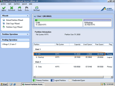 Partitions merged