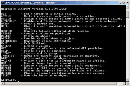 Diskpart shrink 2003