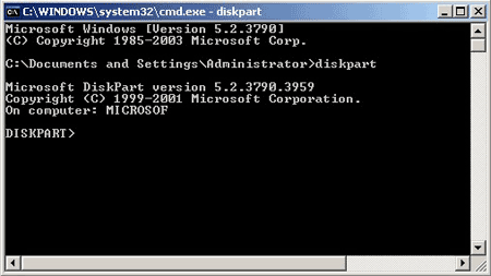 Diskpart command window