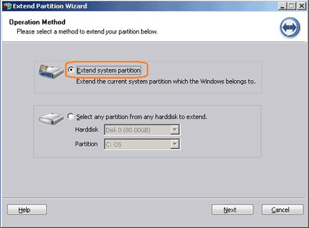 Extend system partition