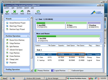 Resize partition