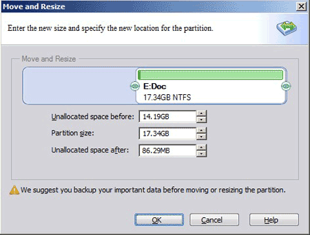 Shrink partition