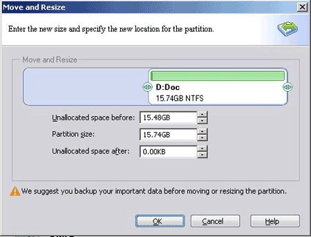 Shrink partition