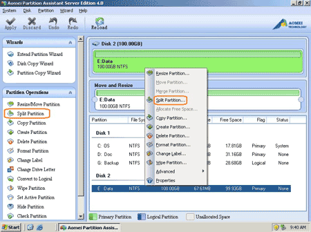 Select split partition