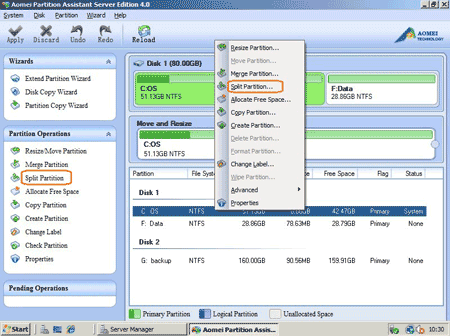 Select shrink partition