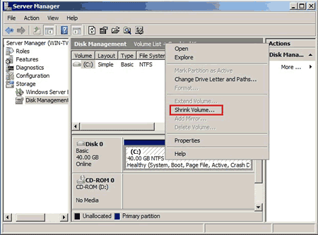 Shrink partition 2008